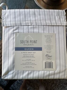 South Point Light Gray Stripe Queen 6-Piece Sheet Set